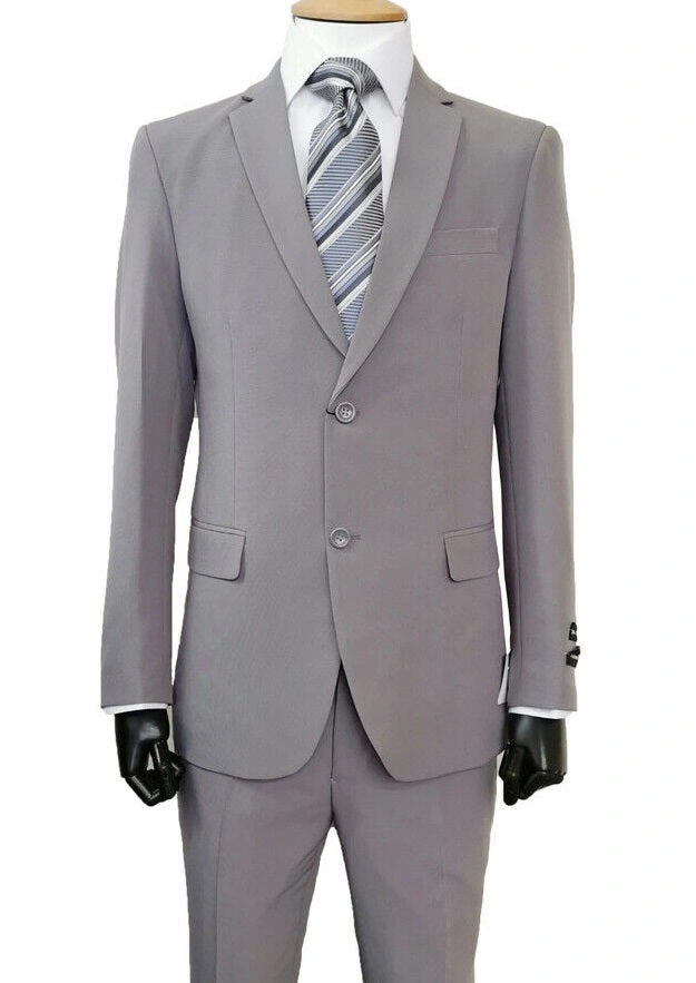 Stijlvol herenpak grijs met platte broek, perfect voor elke gelegenheid, twee stuks.