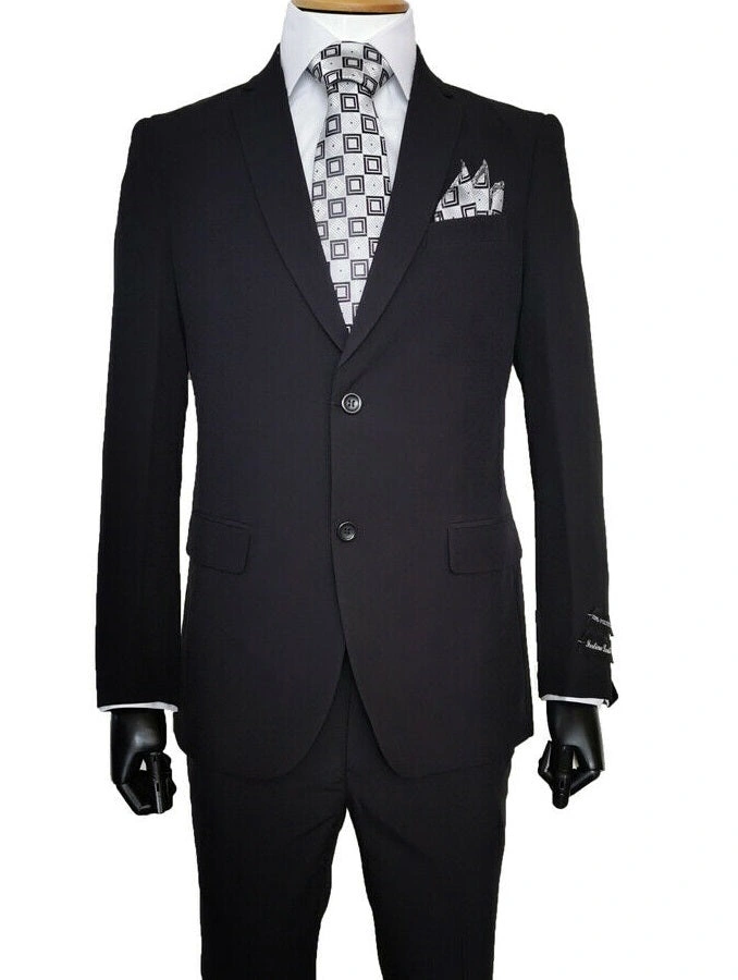 Zwart Basis Herenpak met Flat Front Broek: Stijlvol, Tijdloos & Klaar om te Imponeren.